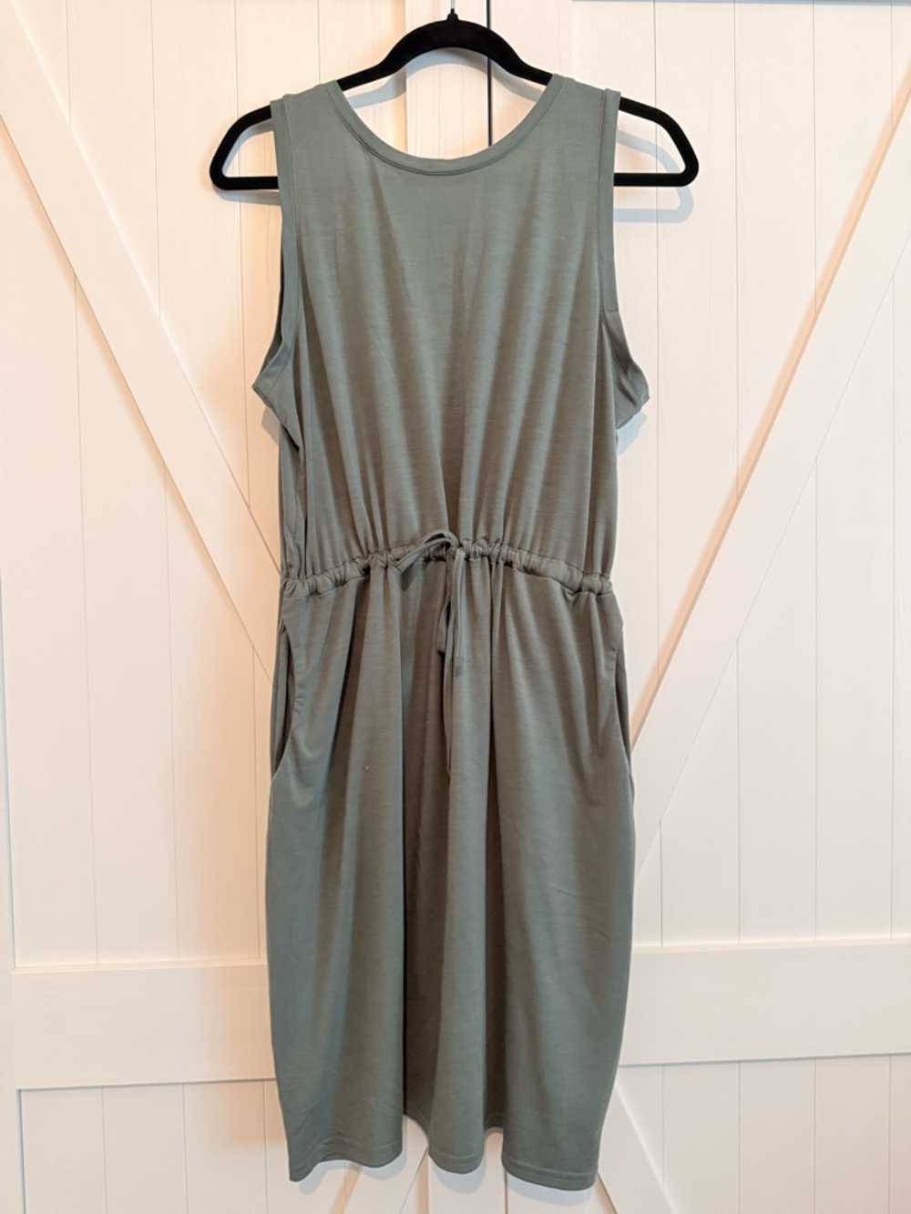 Columbia Sleeveless Olive Drawstring Waist Dress